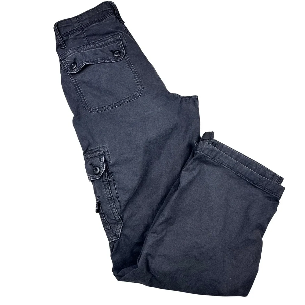 American Eagle‎ Baggy Jogger Cargo Pants Womens 2 Reg Streetwear Black Stretch